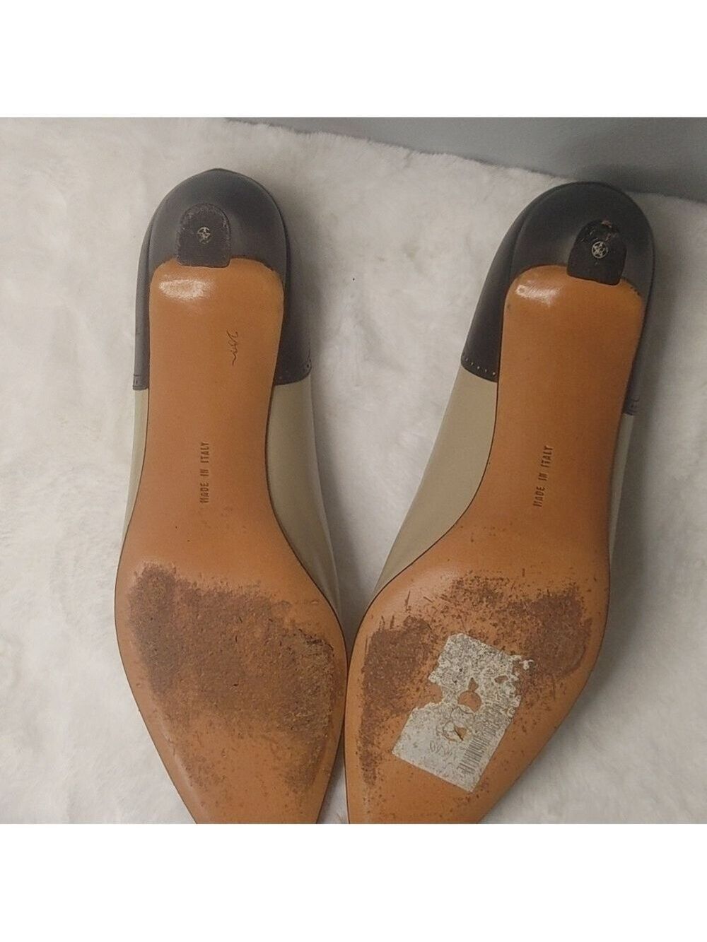 Vintage Salvatore Ferragamo Spectator Pumps 10AA Made In Italy Black/Taupe - Picture 5 of 11